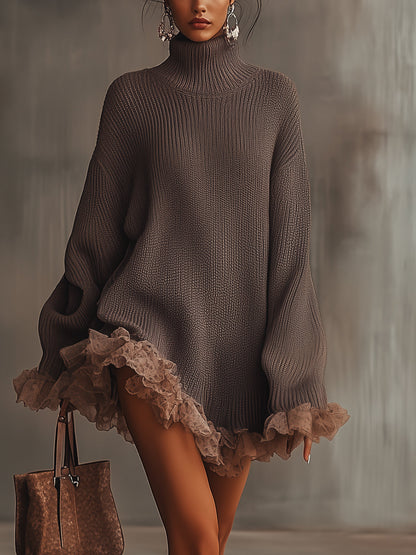 Clara | Women Turtleneck Knit Sweater Dress