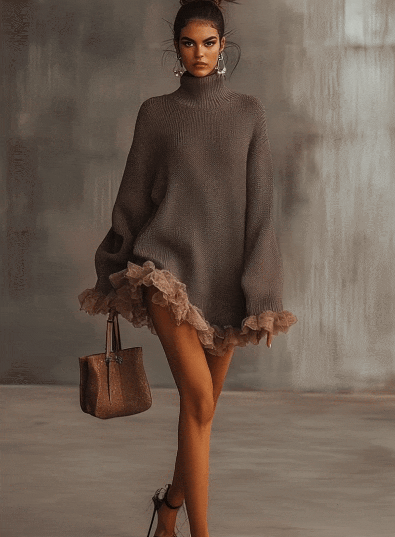 Clara | Women Turtleneck Knit Sweater Dress