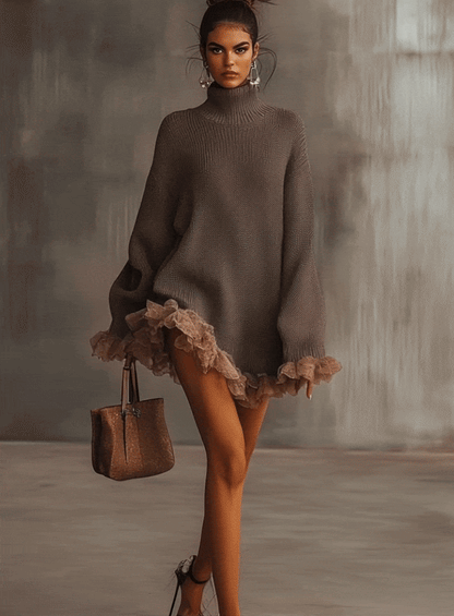 Clara | Women Turtleneck Knit Sweater Dress