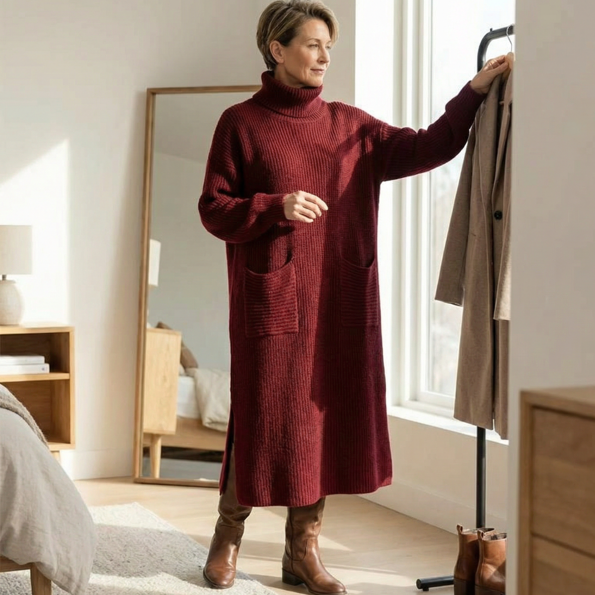 Elowen | Women Turtleneck Knit Sweater Dress