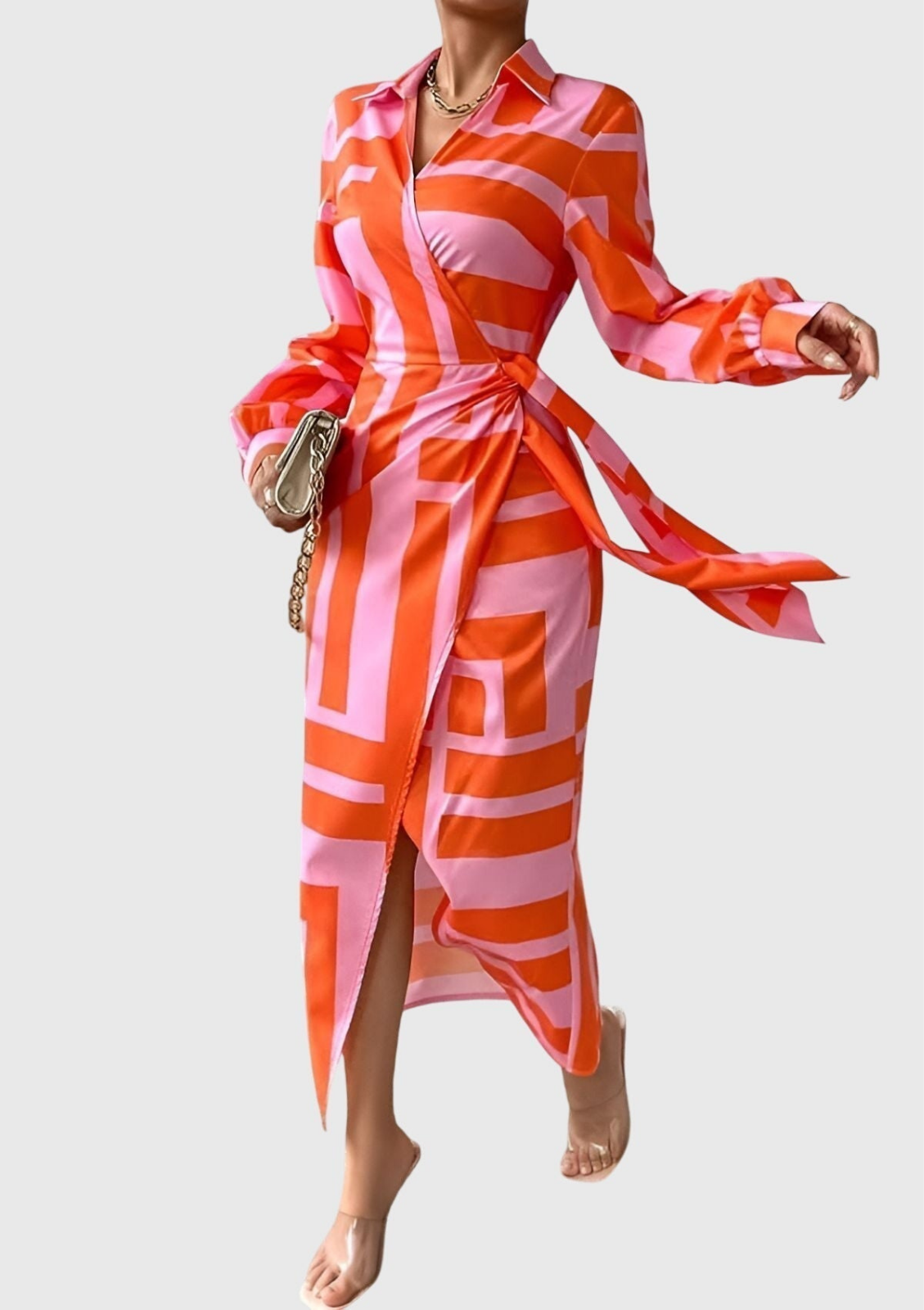 Lottie | Women Wrap Long Sleeve Midi Dress