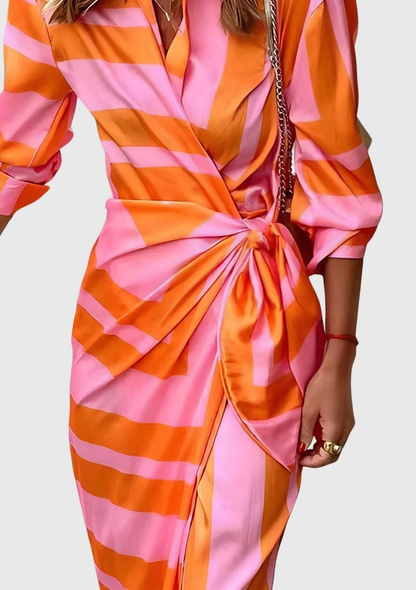 Lottie | Women Wrap Long Sleeve Midi Dress