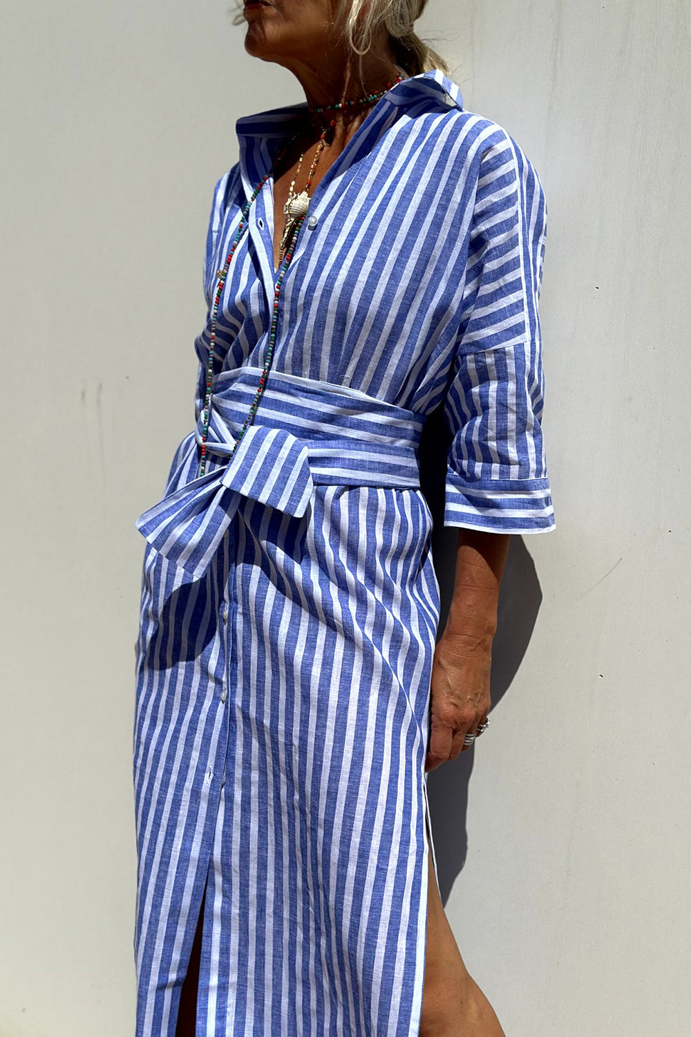 Opal | Women Collared Long Sleeve Midi Dress
