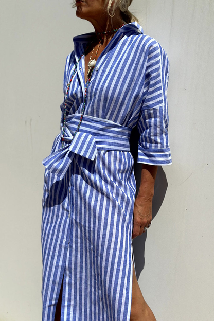 Opal | Women Collared Long Sleeve Midi Dress