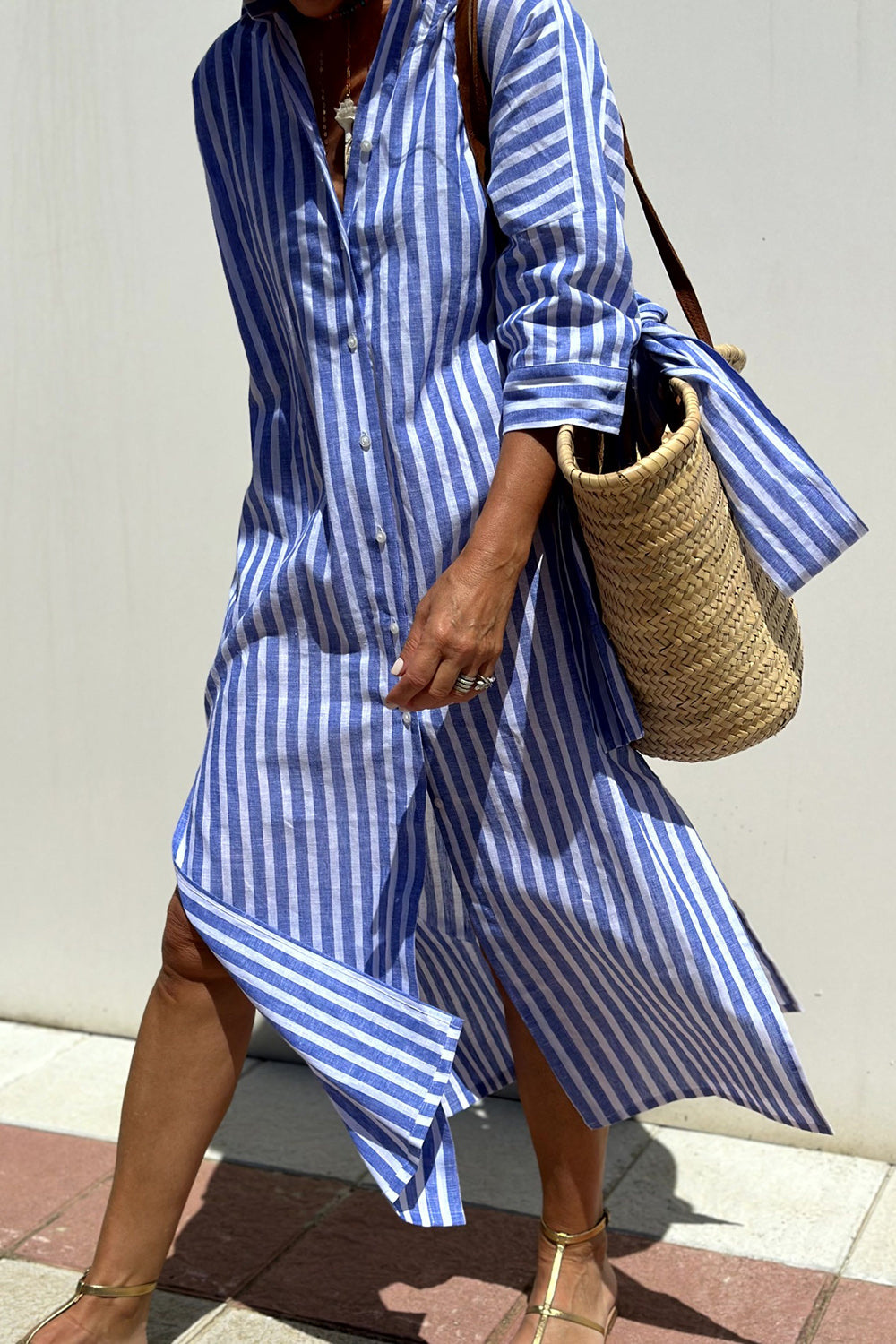 Opal | Women Collared Long Sleeve Midi Dress