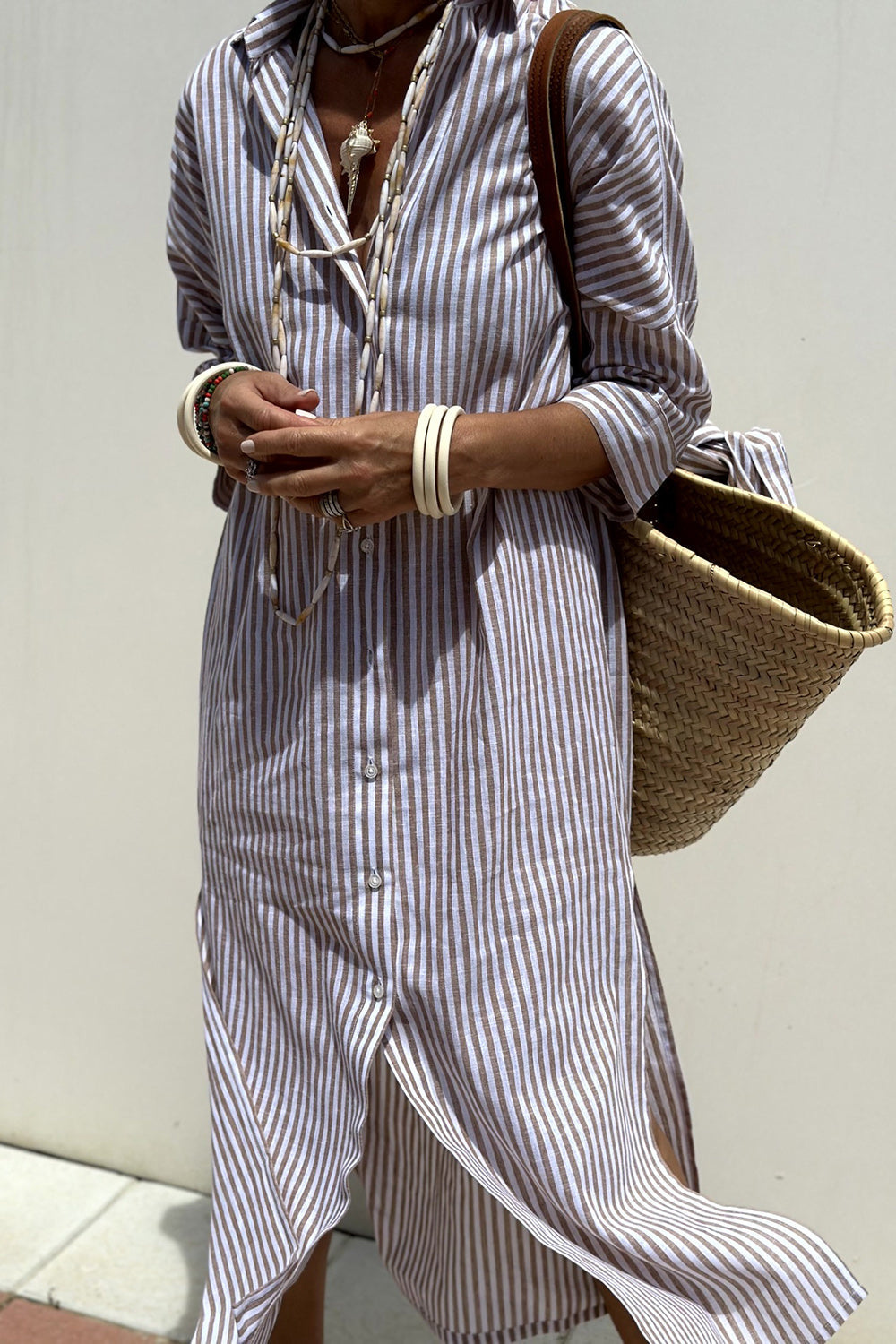 Opal | Women Collared Long Sleeve Midi Dress